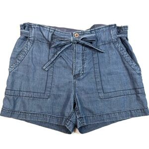 Ulla Johnson Gavin Chambray Belted Tie Shorts Blue Size 4
